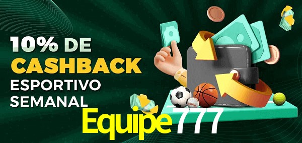 10% de bônus de cashback na Equipe777